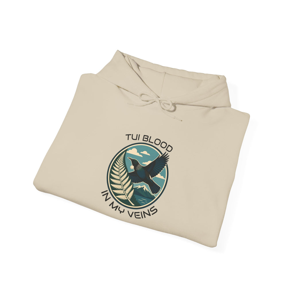 Tui Bird Hoodie — "Tui Blood In My Veins" Graphic Pullover