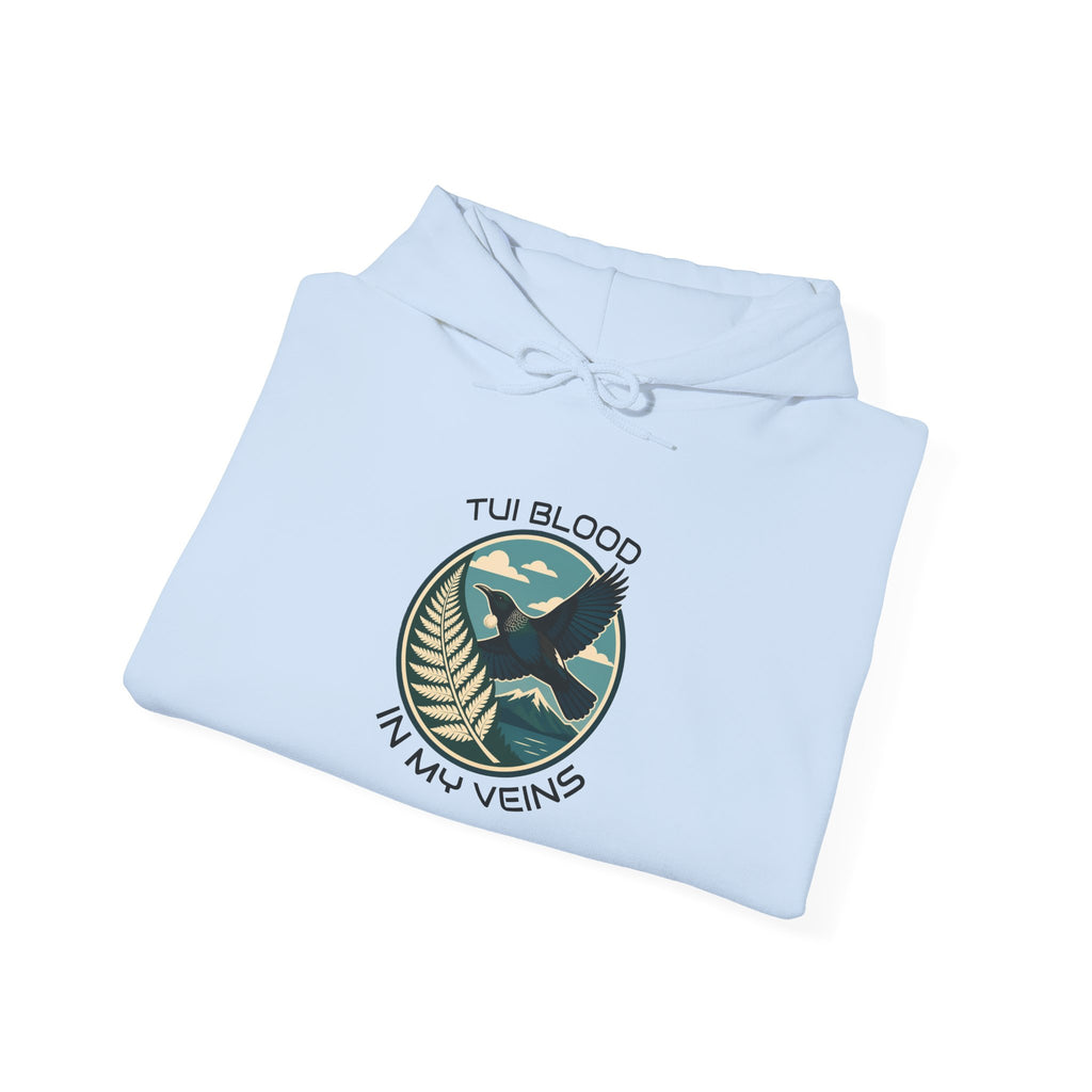 Tui Bird Hoodie — "Tui Blood In My Veins" Graphic Pullover
