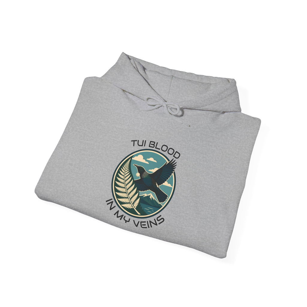 Tui Bird Hoodie — "Tui Blood In My Veins" Graphic Pullover